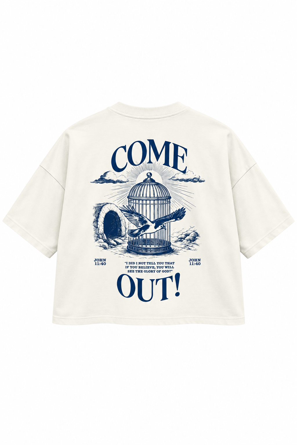 COME OUT TSHIRT - WHITE DROP CROP TEE
